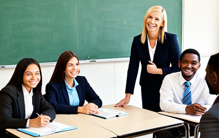 문해교육사 자격증 온라인 강의 - The Empowering Educator**
"A confident and approachable adult educator, fully clothed in a professi...