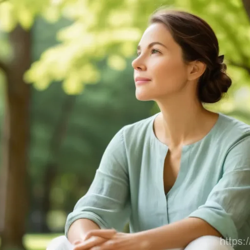 문해교육사 필수 자기관리 스킬 - **Mindful Recharge in a Serene Setting**
    A female educator in her late 30s to early 40s, with a ...