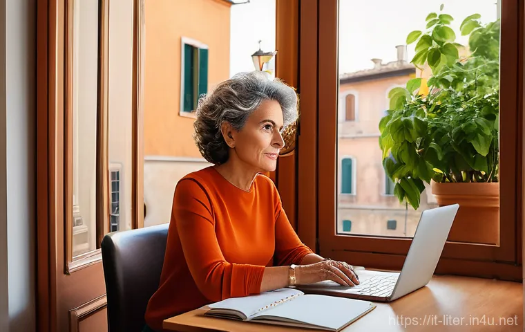 문해교육사와 직업 훈련 프로그램 - **Prompt:** A vibrant and focused Italian woman in her late 40s or early 50s, with a warm, determine...