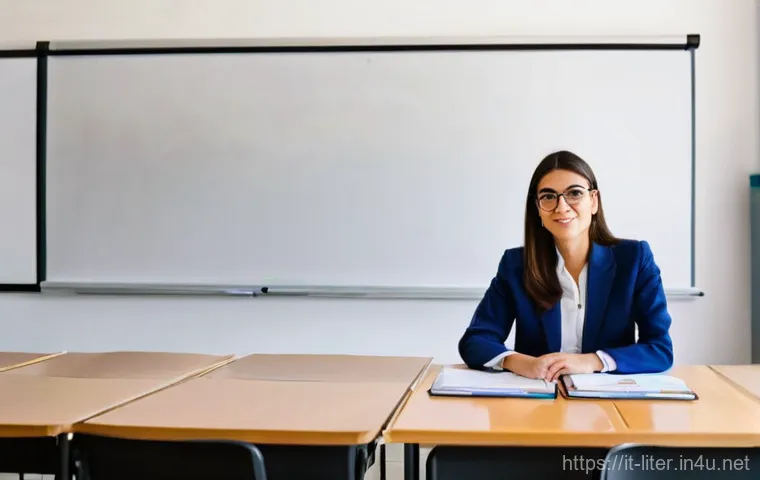 문해교육사 업무 중 비효율 줄이기 - **Prompt:** A modern, brightly lit adult education classroom in Italy. A female Italian educator, dr...