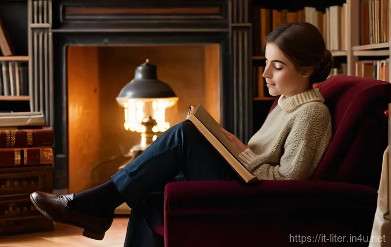 문해교육사와 심리학 기법 적용 - **Prompt:** A young woman, appearing to be in her mid-20s, is curled up on a luxurious, plush armcha...