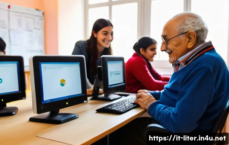 문해교육사와 직업 만족도 성공 사례 - **Digital Empowerment in an Italian Classroom:** A diverse group of adult students, ranging from you...