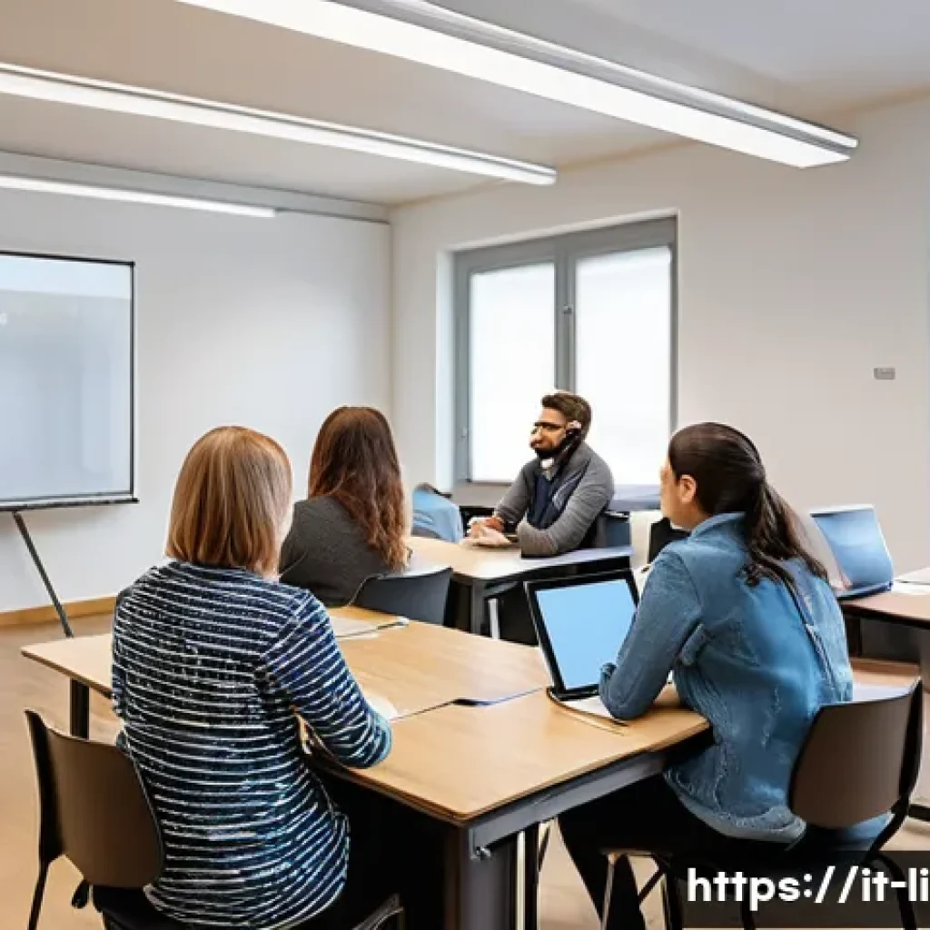 문해교육사 실무 역량 강화법 - **A modern and inclusive adult education classroom in Italy.** The diverse group of adult students, ...