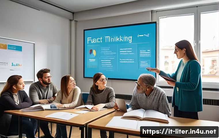 문해교육사와 디지털 문해 교육 - A modern Italian classroom scene with a diverse group of adult learners attentively engaging in a di...