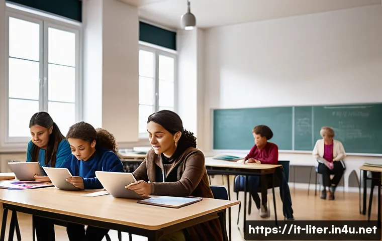 문해교육사와 직업 만족도 유지 사례 - A diverse adult education classroom in a modern Italian community center, featuring a warm and inclu...