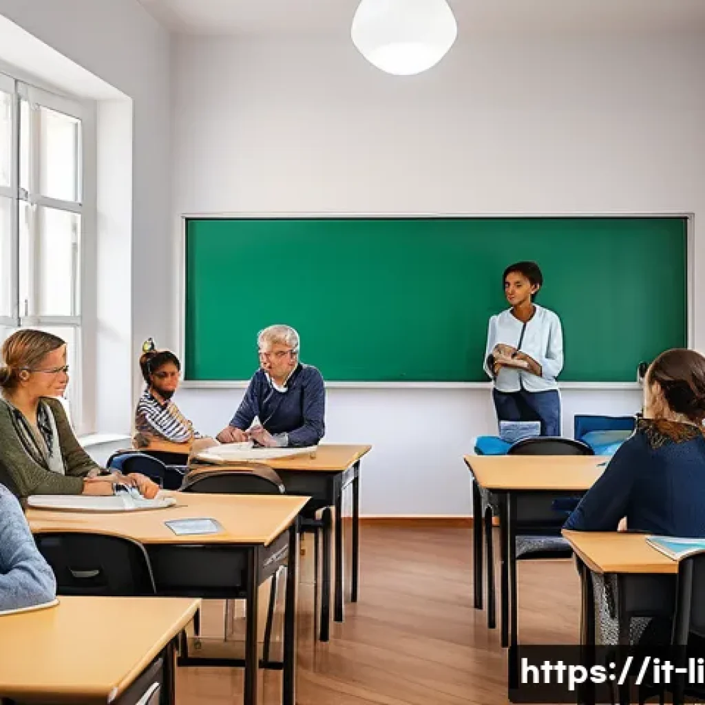 문해교육사 실무 교육 과정 - A warm and inviting adult literacy classroom in Italy, filled with diverse adult learners of various...