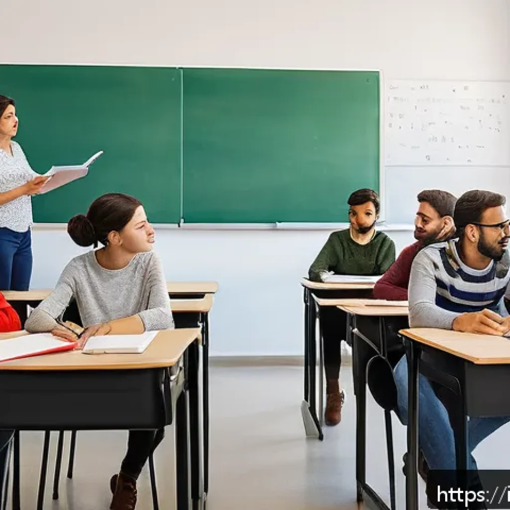 문해교육사 자격 취득 방법 - A diverse group of adult learners in a modern Italian classroom, attentively participating in an int...