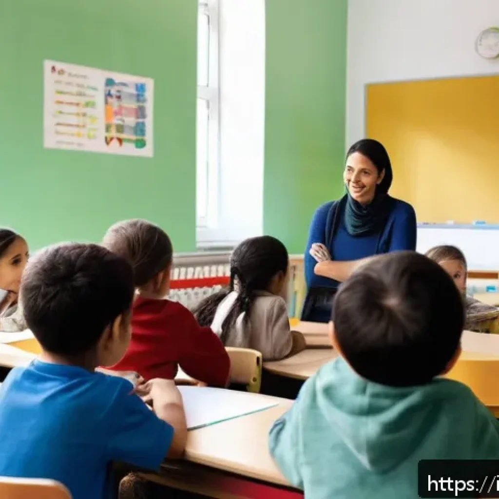 문해교육사 필수 소프트 스킬 - A warm, inclusive classroom scene in an Italian school setting, featuring a diverse group of student...