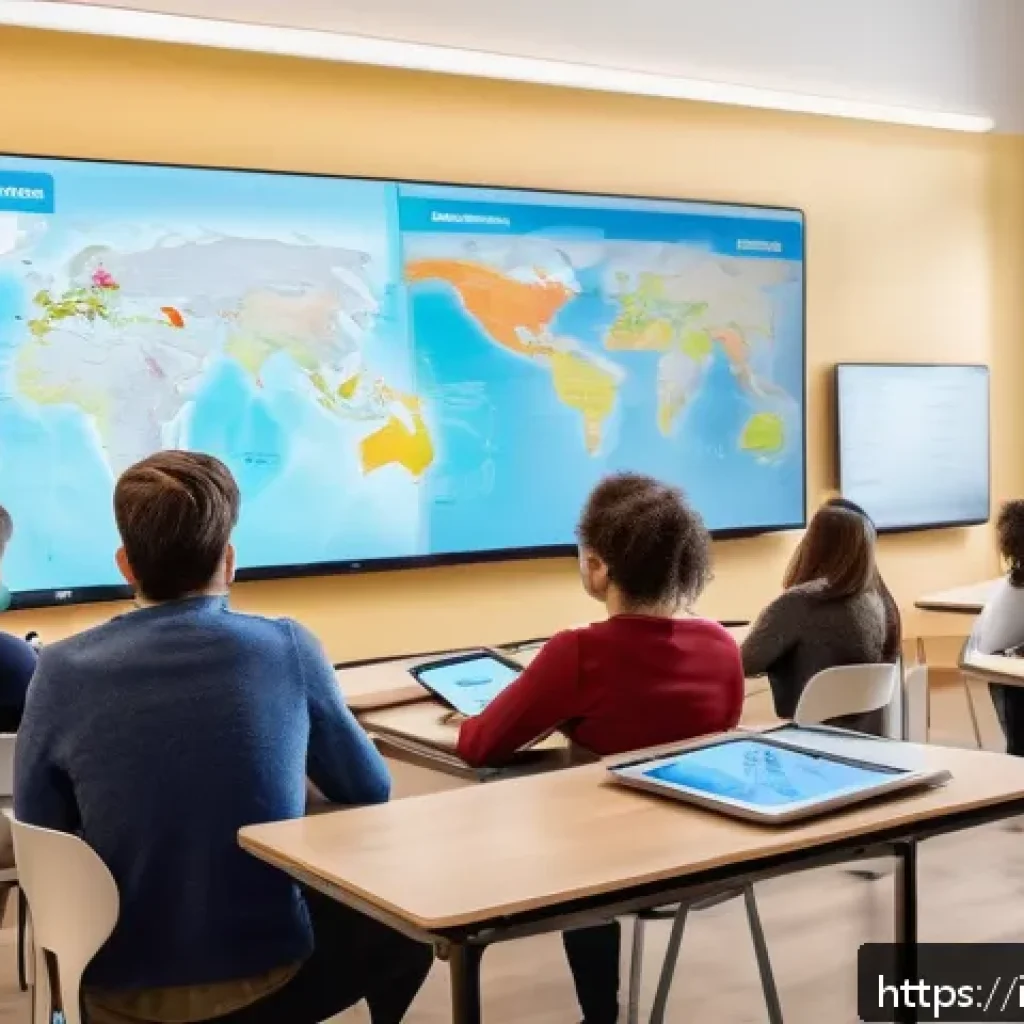 문해교육사와 성공적인 경력 계획 - A modern classroom scene in Italy featuring a diverse group of adult learners engaged in a digital l...