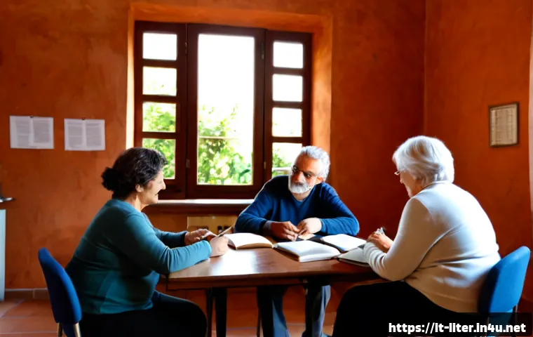 Home 17 문해교육사와 직업 전문성 향상법 - Photorealistic adult literacy educator in a welcoming Italian community learning center, warmly guid...