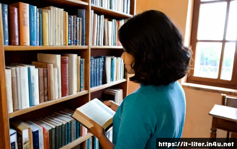 Home 17 문해교육사 필수 도서 목록 - Photorealistic adult literacy educator in a welcoming Italian community learning center, carefully s...